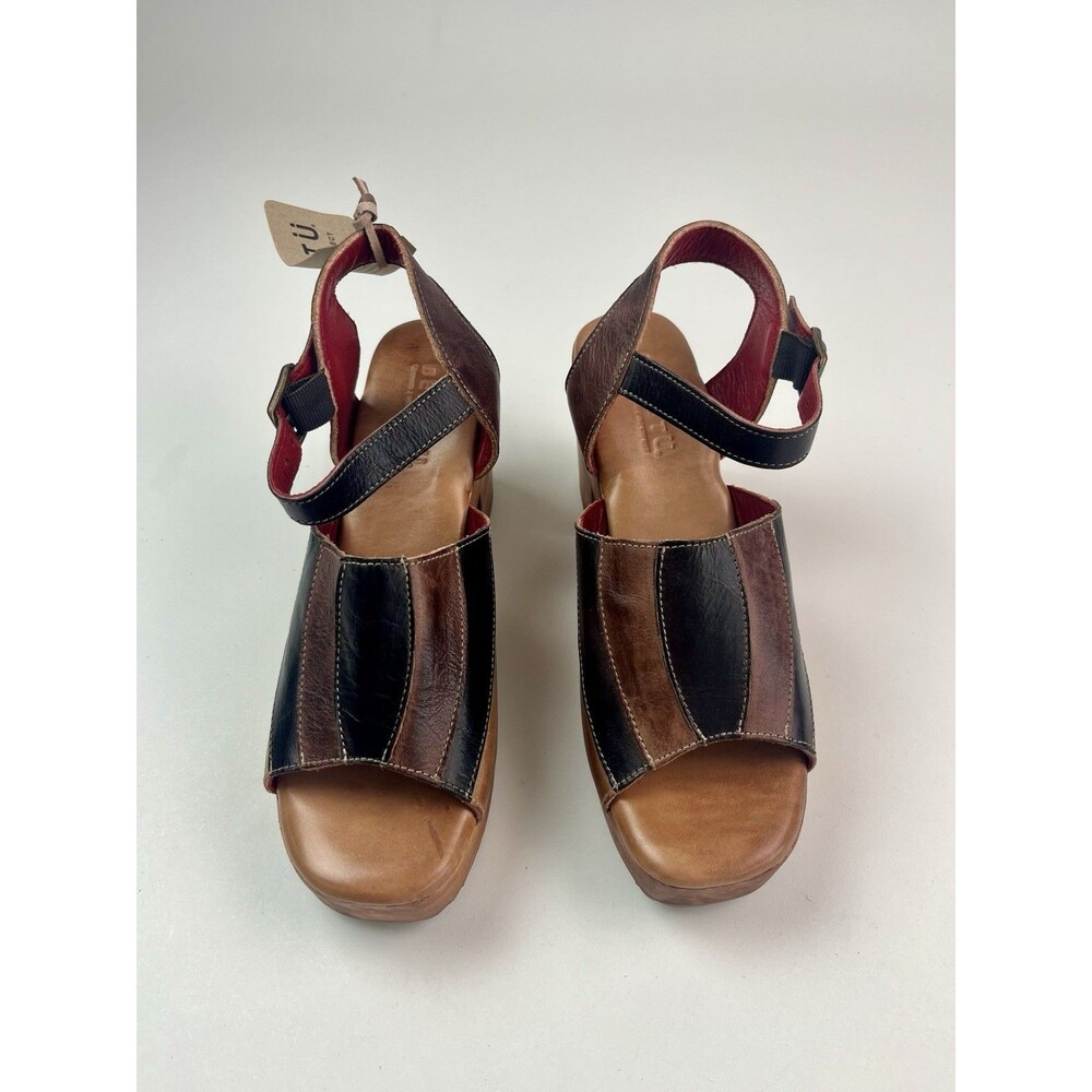 Bed Stu Jetsetter Wooden Clog Sandals 8 Cold Brew Rustic Leather Boho Platform - Picture 7 of 10